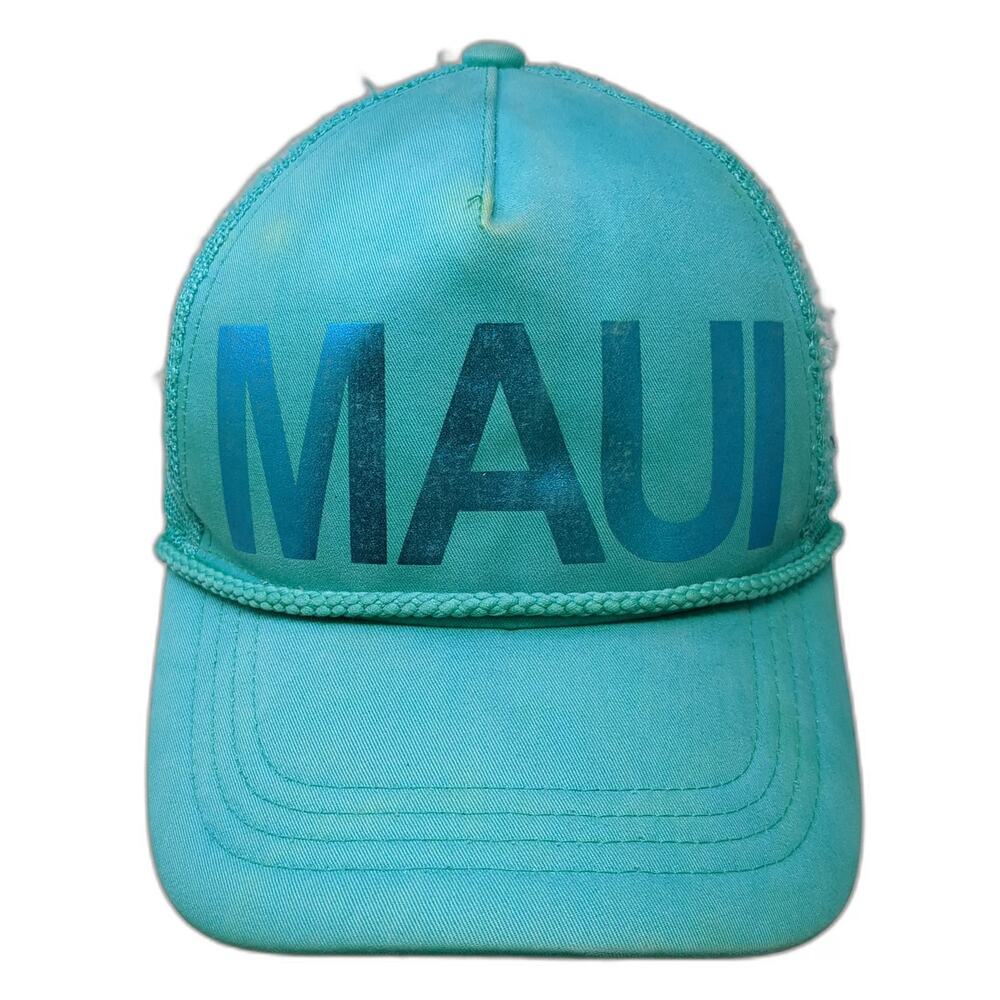 Chapel Hats Trucker Hat Blue One Size Maui Hawaii Rope Detail Mesh Snapback